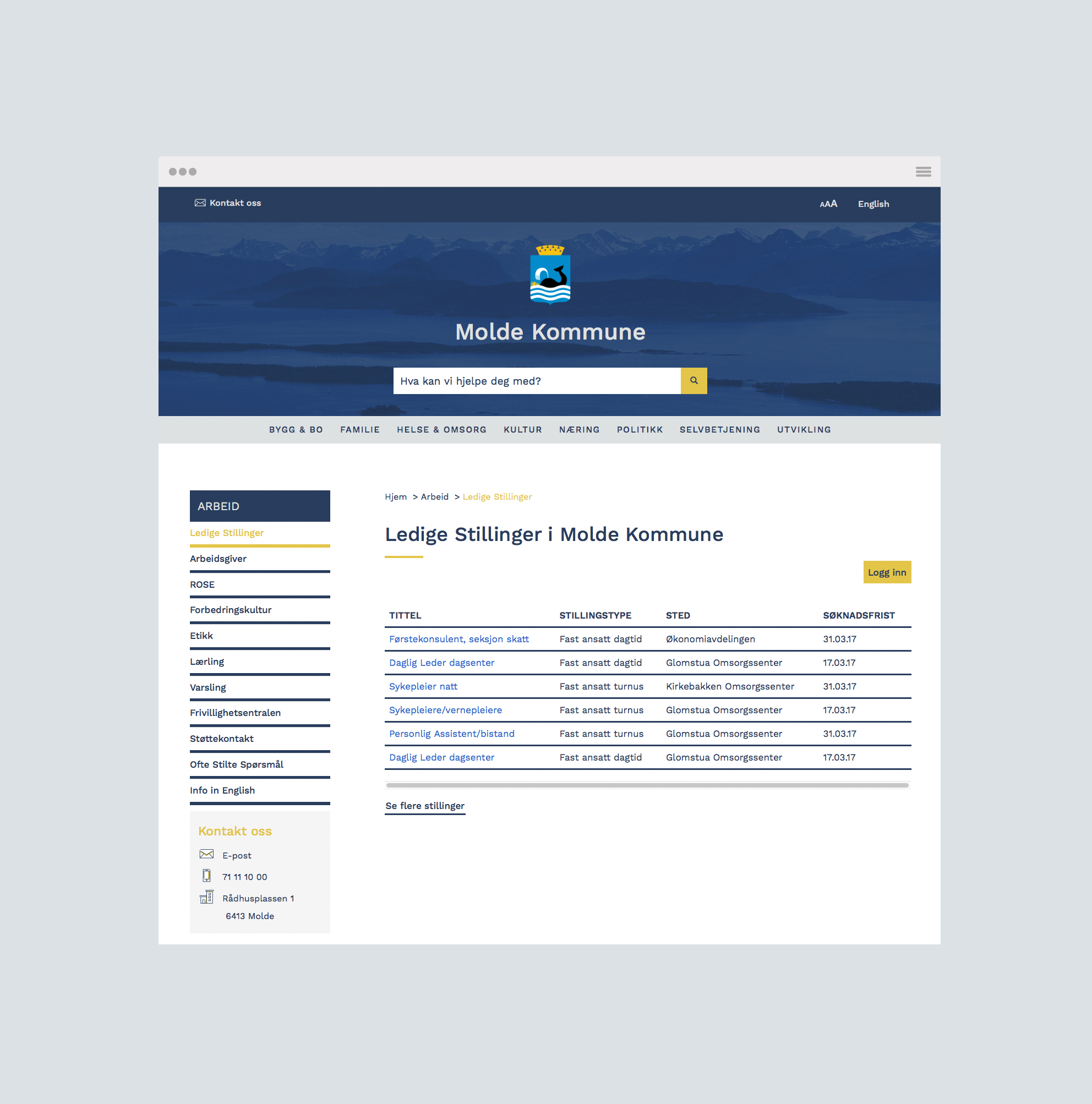 Molde Kommune nettside design ikoner responsiv brukervennlig webside webdesign