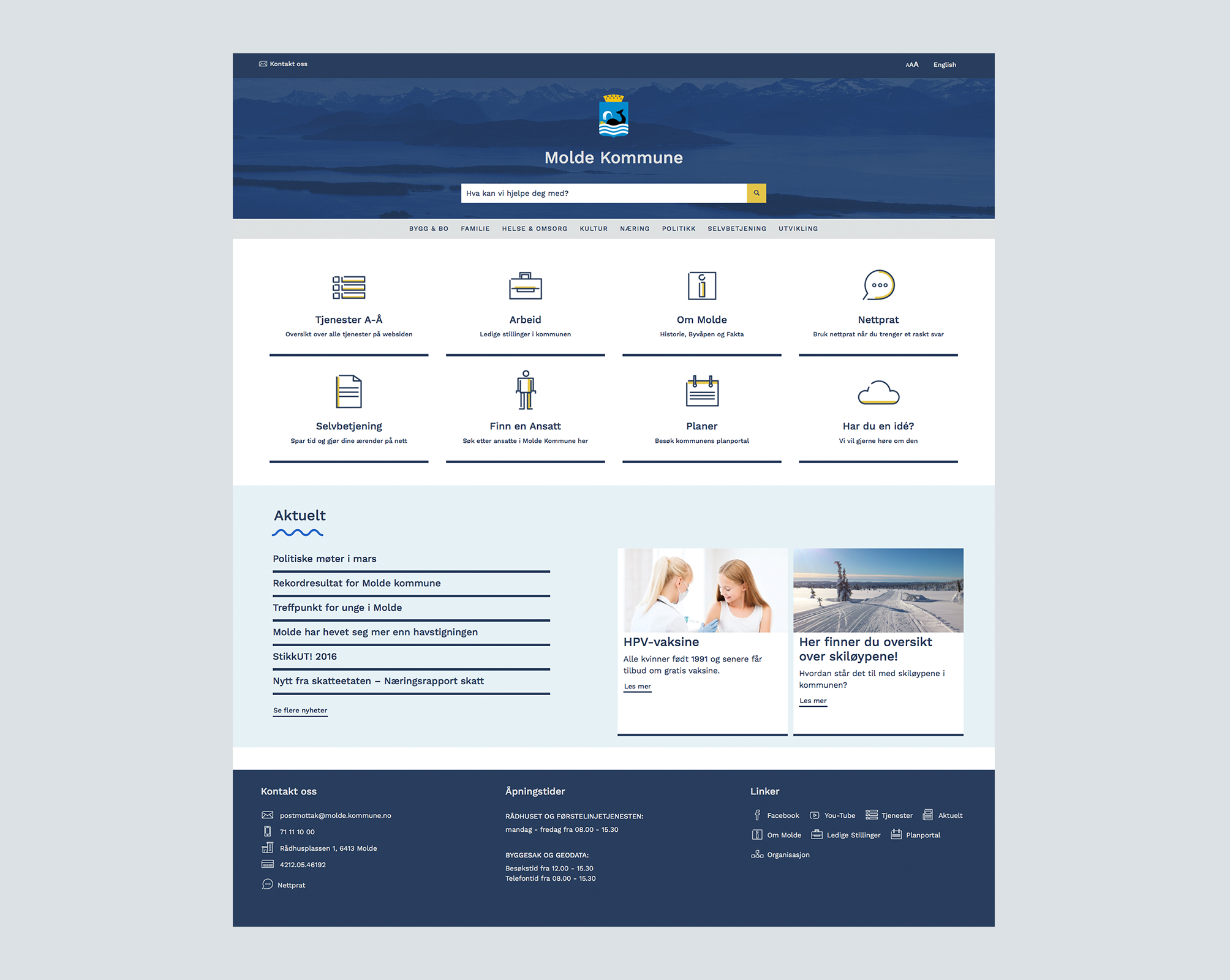 Molde Kommune nettside design ikoner responsiv brukervennlig webside webdesign